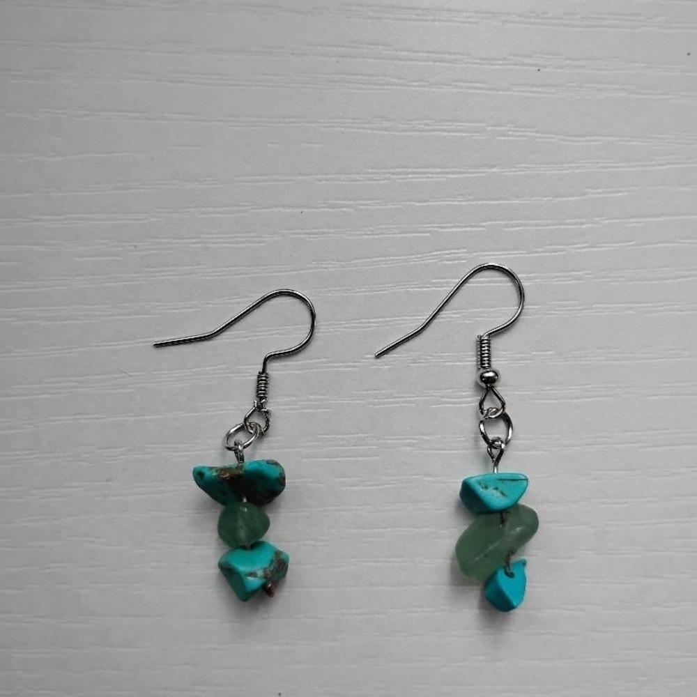 Chic Turquoise and Green Gemstone Earrings